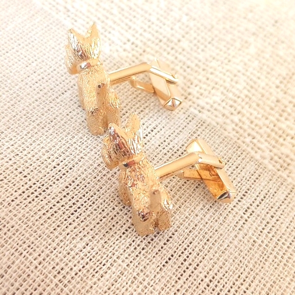 Vintage Swank Scottie Dog Gold Toned Cuff Links - Picture 2 of 7